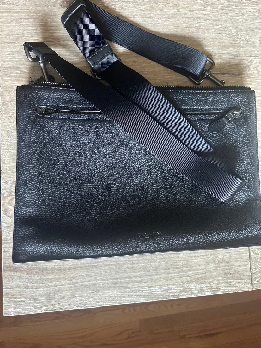 Coach Black Pebbled Leather Messenger Crossbody